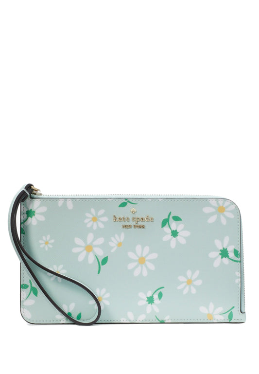 Kate Spade Lucy Day Tripper Daisy Medium L Zip Wristlet - Crystal Green