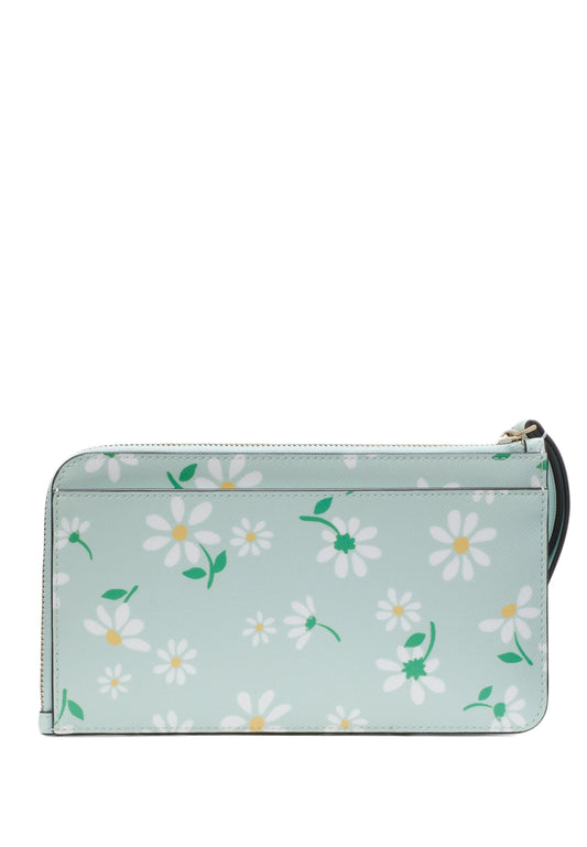 Kate Spade Lucy Day Tripper Daisy Medium L Zip Wristlet - Crystal Green