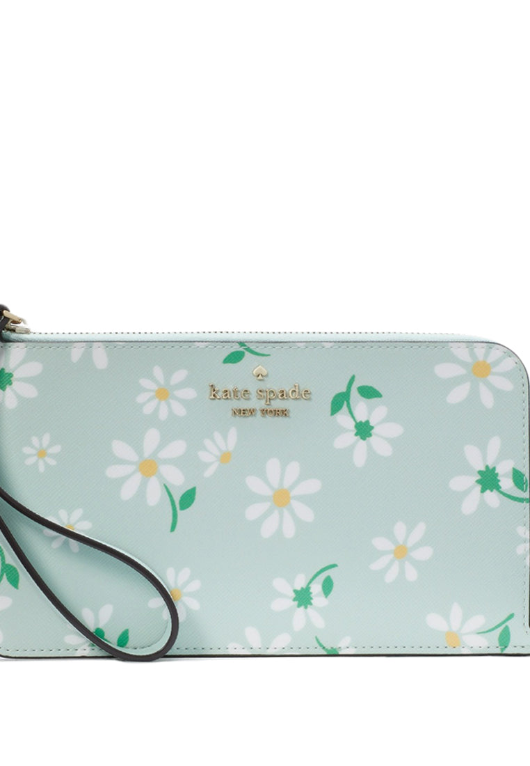 Kate Spade Lucy Day Tripper Daisy Medium L Zip Wristlet - Crystal Green