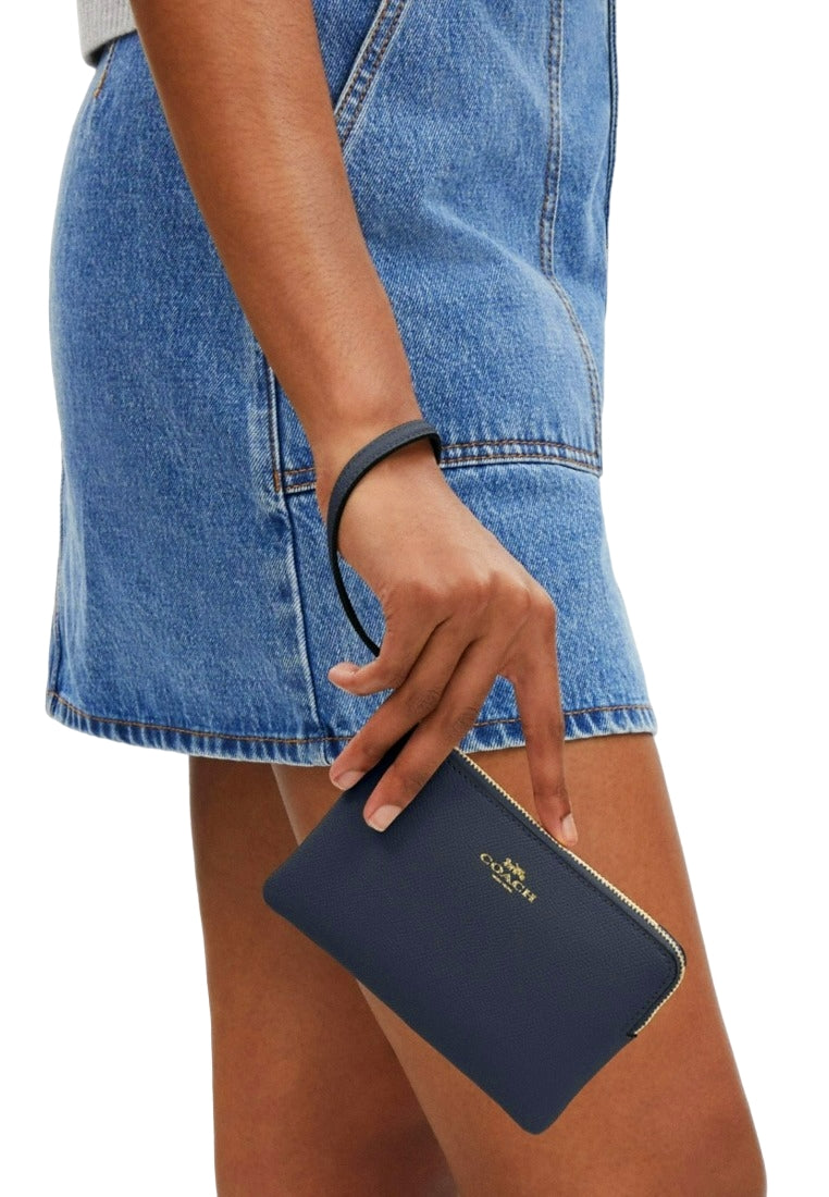 Coach Corner Zip Wristlet - Midnight Navy