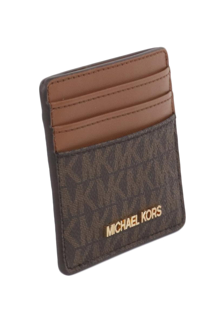 Michael Kors Jet Set Travel Large Logo and Leather Card Case - Brown