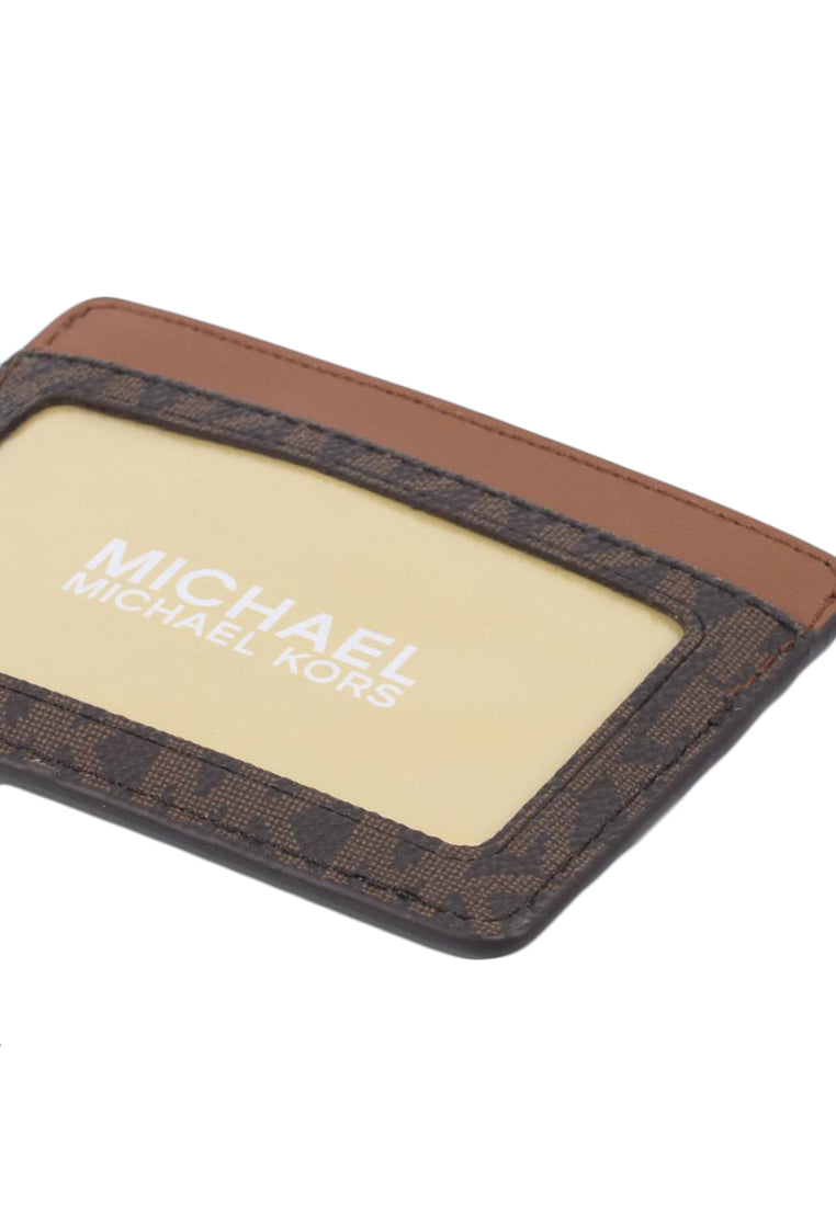 Michael Kors Jet Set Travel Large Logo and Leather Card Case - Brown