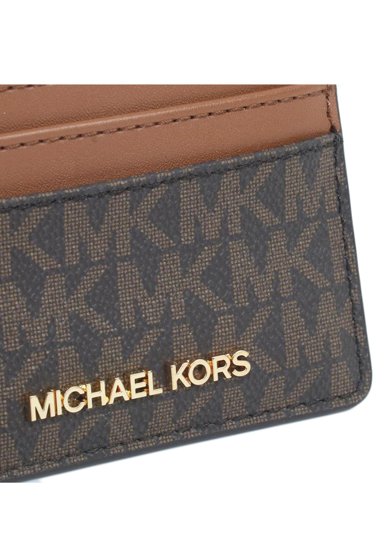 Michael Kors Jet Set Travel Large Logo and Leather Card Case - Brown