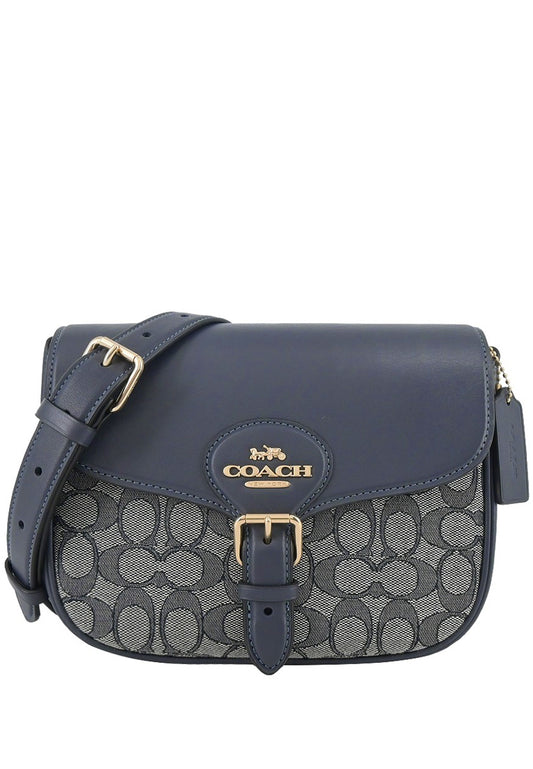 Coach Amelia Saddle Bag In Signature Jacquard - Midnight Navy