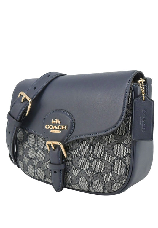 Coach Amelia Saddle Bag In Signature Jacquard - Midnight Navy