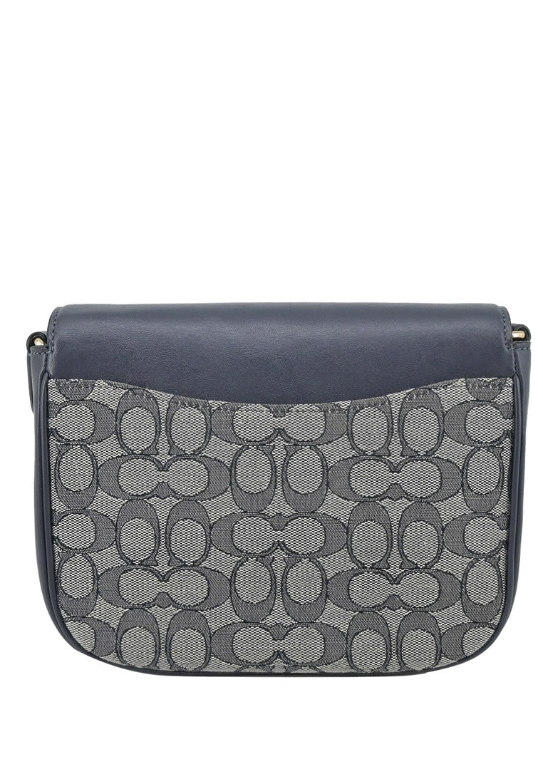 Coach Amelia Saddle Bag In Signature Jacquard - Midnight Navy