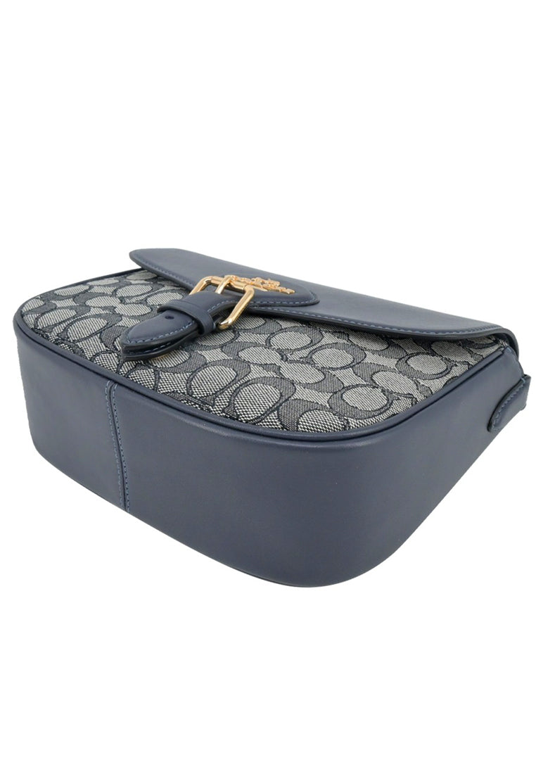 Coach Amelia Saddle Bag In Signature Jacquard - Midnight Navy