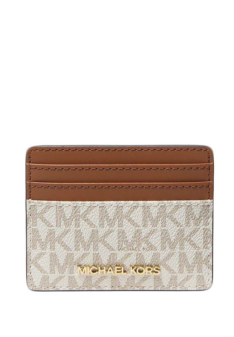 Michael Kors Jet Set Travel Large Logo and Leather Card Case - Vanilla