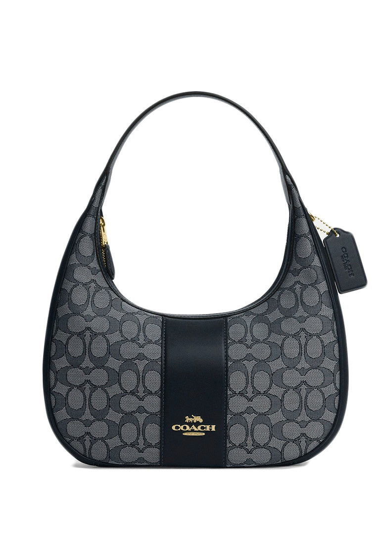 Coach Carmen Shoulder Bag In Signature Jacquard - Midnight Navy