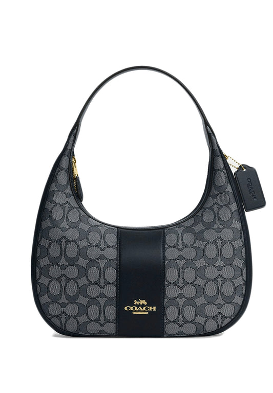 Coach Carmen Shoulder Bag In Signature Jacquard - Midnight Navy