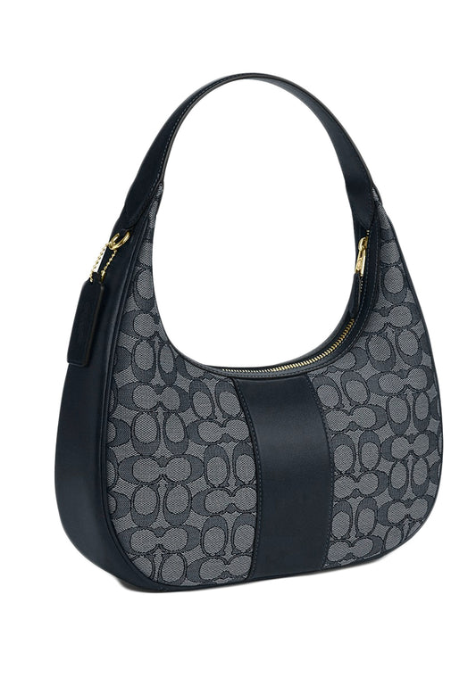 Coach Carmen Shoulder Bag In Signature Jacquard - Midnight Navy