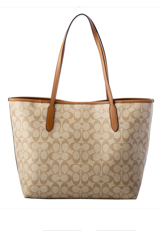 Coach City Tote In Signature Canvas - Light Brown