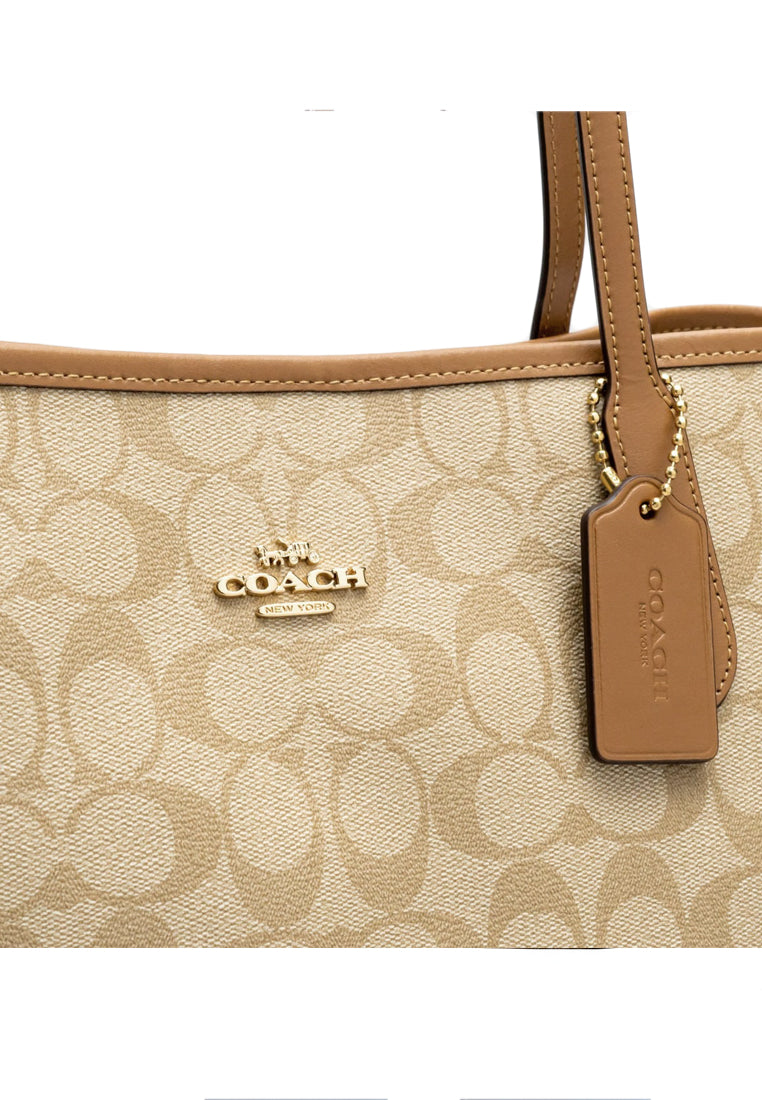 Coach City Tote In Signature Canvas - Light Brown