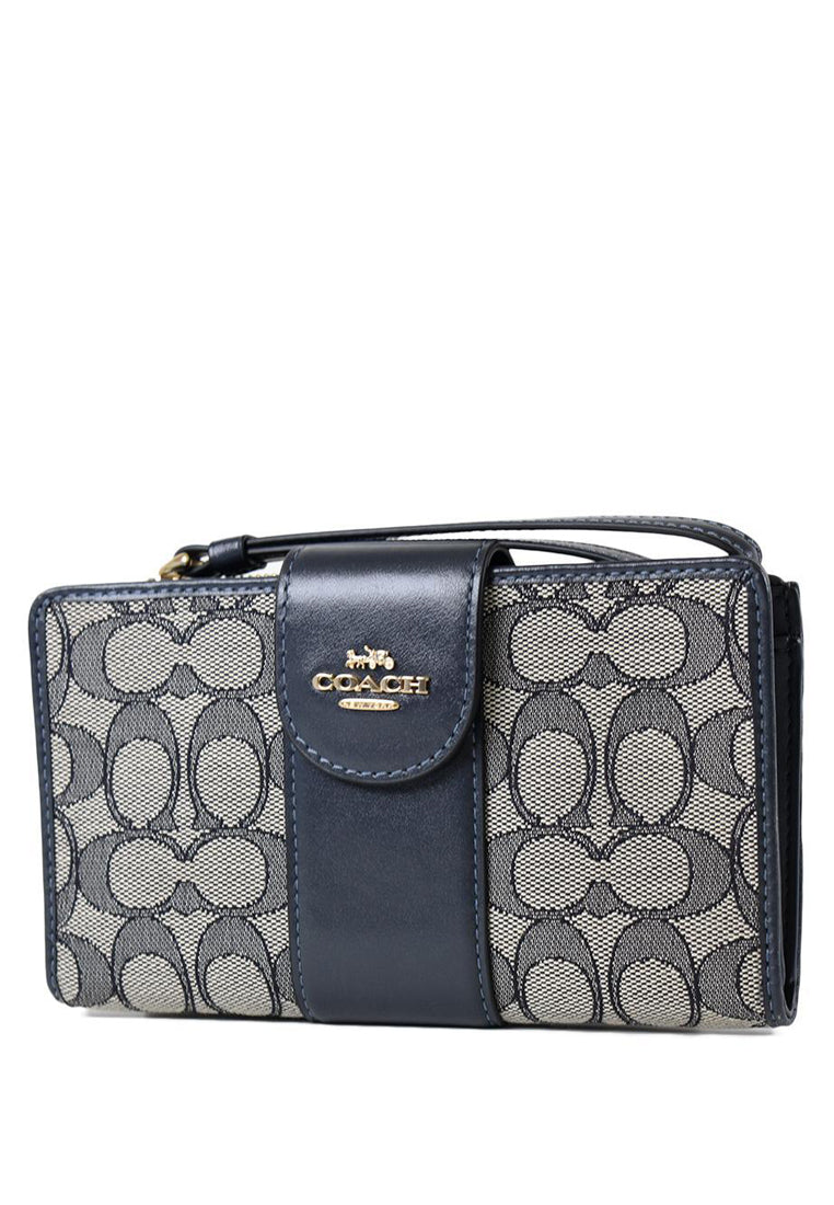 Coach Phone Wallet in Signature Jacquard - Midnight Navy