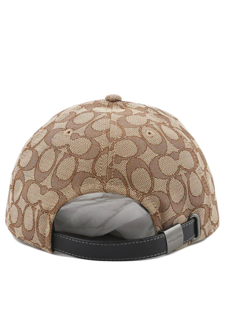 Coach Mens Signature Jacquard Flat Brim Hat - Brown