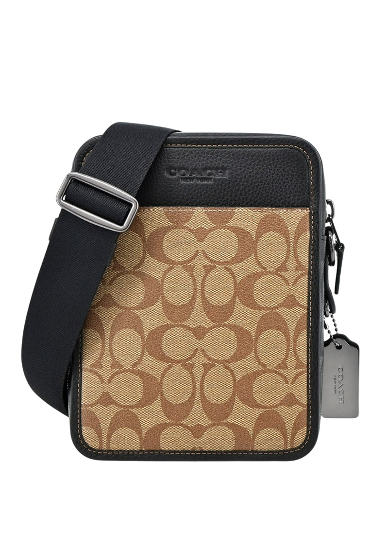 Coach Mens Sullivan Crossbody In Blocked Signature Canvas - Brown