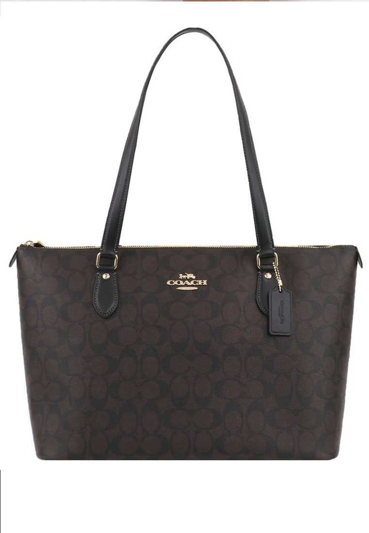 Coach Gallery Tote Bag In Signature Canvas - Walnut Black