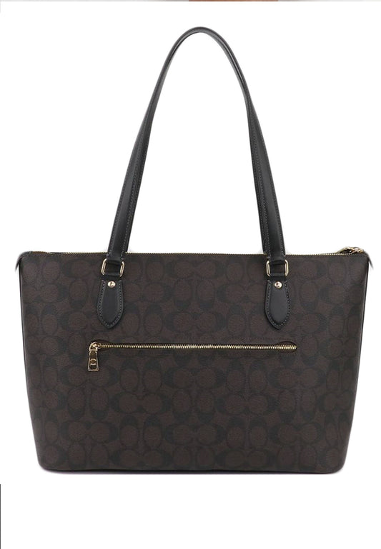 Coach Gallery Tote Bag In Signature Canvas - Walnut Black