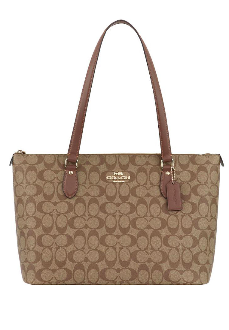 Coach Gallery Tote Bag In Signature Canvas - Khaki/Brown