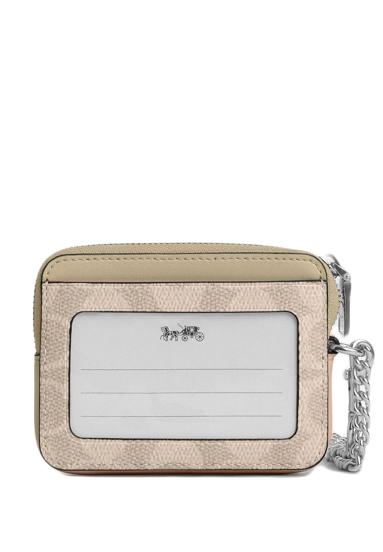 Coach Zip Card Case In Signature Canvas - Sand Taupe