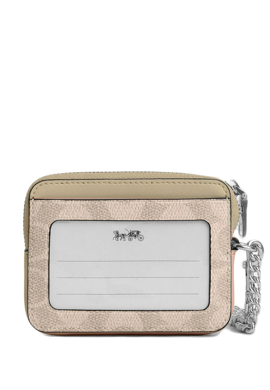 Coach Zip Card Case In Signature Canvas - Sand Taupe