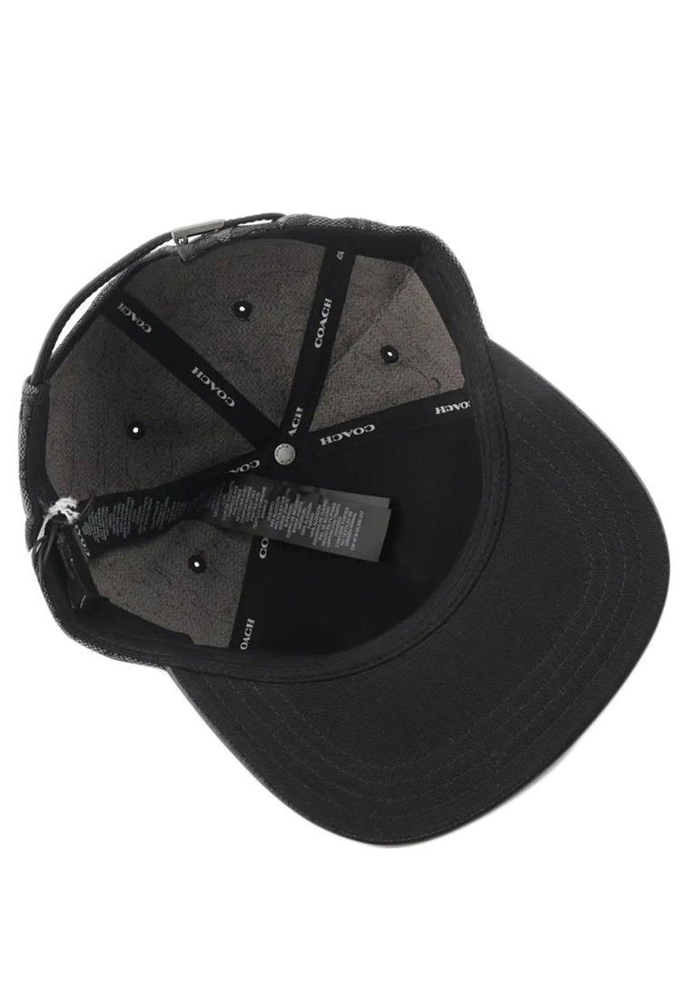 Coach Mens Signature Jacquard Flat Brim Hat - Black