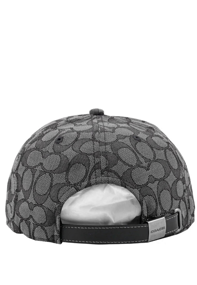 Coach Mens Signature Jacquard Flat Brim Hat - Black