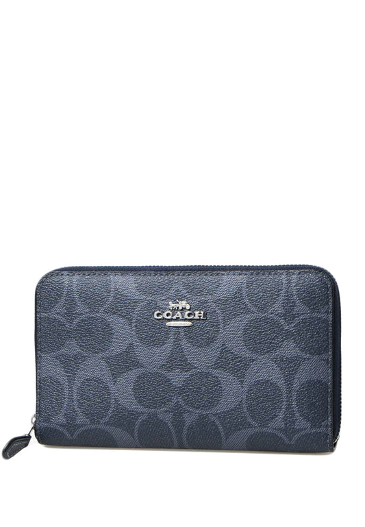 Coach Medium ID Zip Wallet In Signature Canvas - Denim