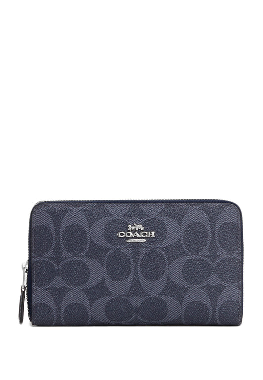 Coach Medium ID Zip Wallet In Signature Canvas - Denim