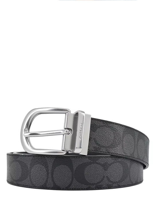 Coach Mens Classic Buckle Cut To Size Reversible Belt 38MM - Black