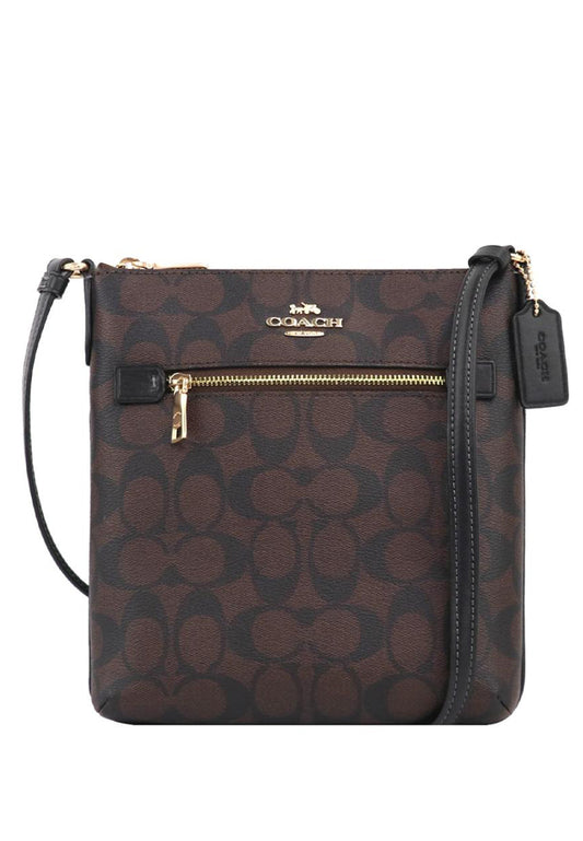 Coach Mini Rowan File Bag In Signature - Dark Brown