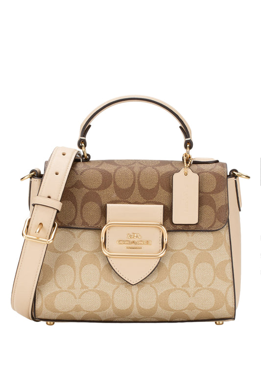 Coach Morgan Top Handle Satchel In Blocked Signature Canvas - Light Brown/Brown