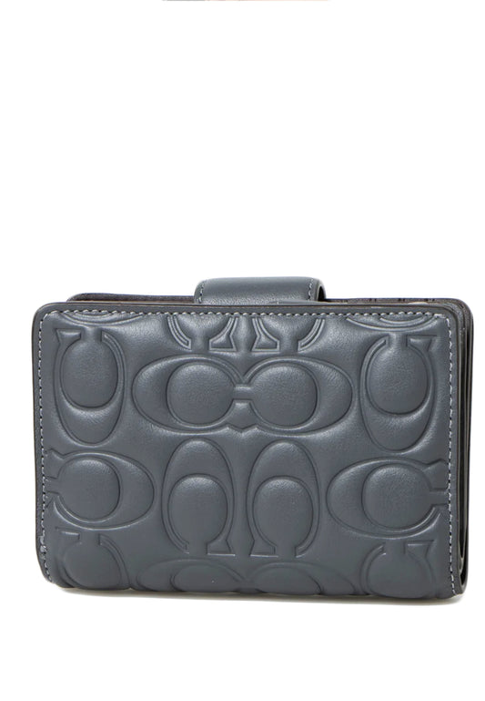 Coach Medium Corner Zip Wallet With Signature - Industrial Grey