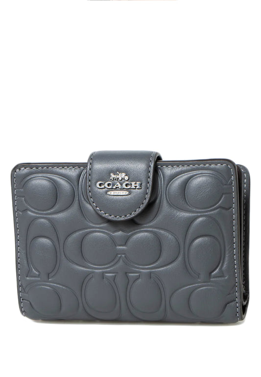 Coach Medium Corner Zip Wallet With Signature - Industrial Grey