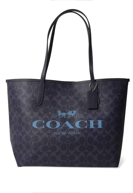 Coach City Tote In Signature Canvas - Denim/Midnight Navy