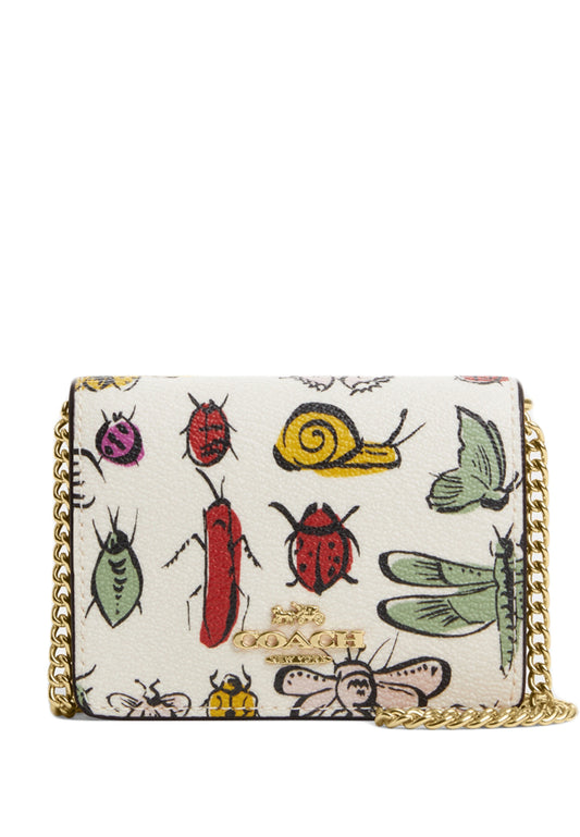 Coach Mini Wallet On A Chain With Creature Print - White/Multi